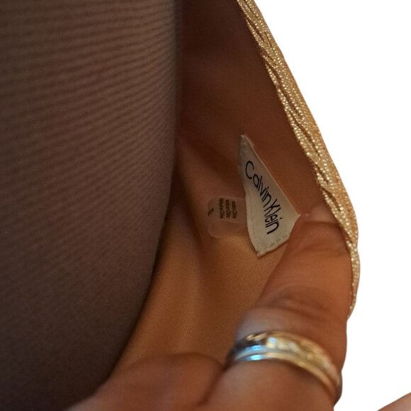 Calvin Klein One-Shoulder Gown with Side Ruching and Beaded Detail -Size 12-NWT - Picture 6 of 6